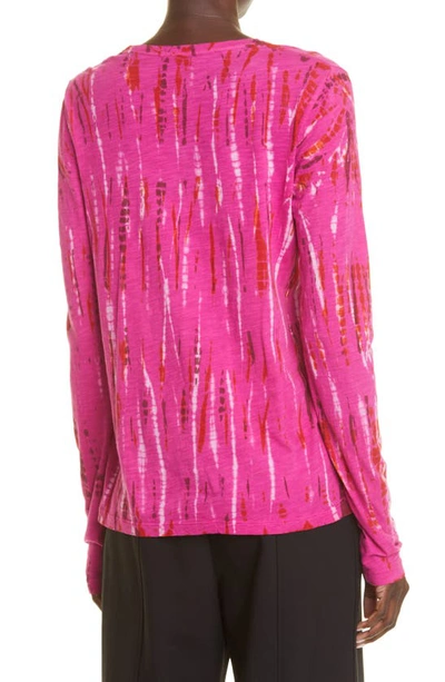 Shop Proenza Schouler Tie Dye Tissue Jersey Long Sleeve T-shirt In Fuchsia Multi