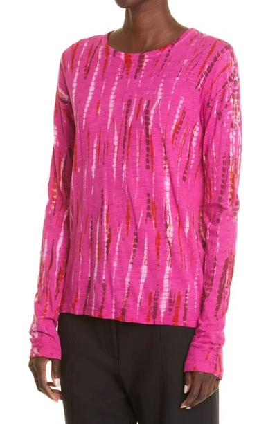 Shop Proenza Schouler Tie Dye Tissue Jersey Long Sleeve T-shirt In Fuchsia Multi