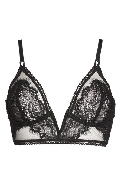 Shop Thistle & Spire Thistle And Spire Eyelash Longline Underwire Lace Bralette In Black