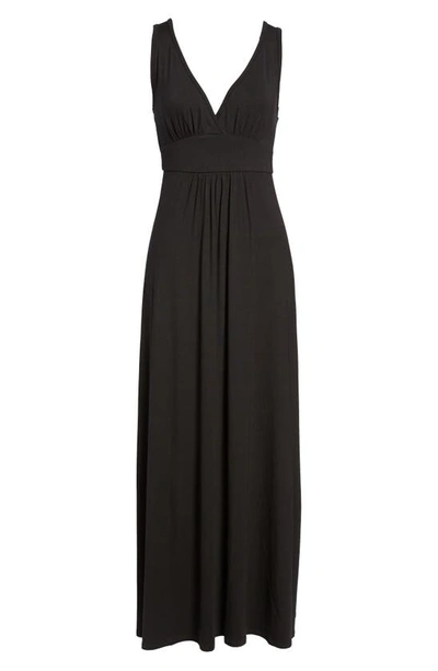 Loveappella V-neck Jersey Maxi Dress In Black