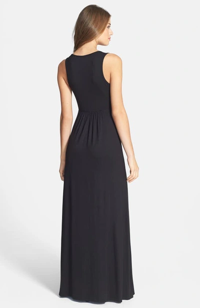 Shop Loveappella V-neck Jersey Maxi Dress In Black