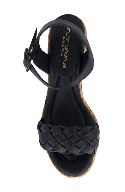 Andre Assous Women's Cecilia Woven Strap Espadrille Wedge Platform Sandals In Black