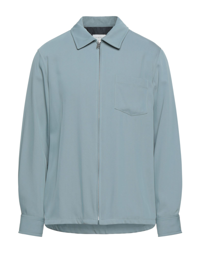 Shop Sandro Man Overcoat & Trench Coat Pastel Blue Size M Polyamide, Viscose