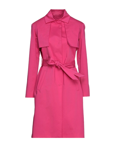 Shop Annie P . Woman Overcoat & Trench Coat Fuchsia Size 4 Cotton, Elastane In Pink