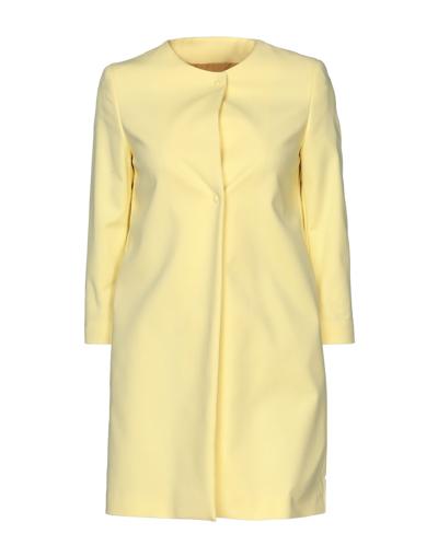 Shop Annie P . Woman Overcoat & Trench Coat Light Yellow Size 12 Cotton, Elastane