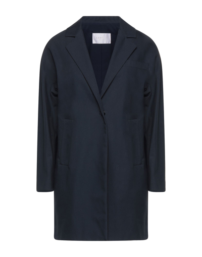 Annie P . Woman Overcoat & Trench Coat Midnight Blue Size 6 Cotton In Blue