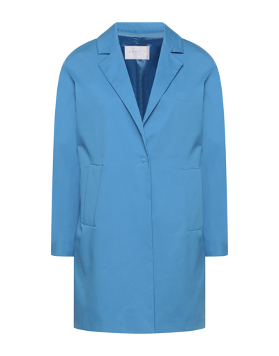 Shop Annie P . Woman Overcoat Pastel Blue Size 8 Cotton, Elastane