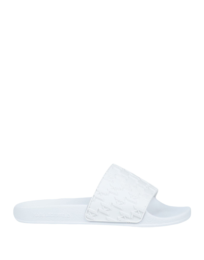 Shop Karl Lagerfeld Kondo Monogram Slide Woman Sandals White Size 7 Synthetic Fibers