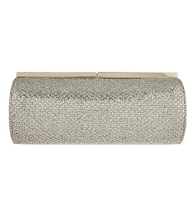 Shop Jimmy Choo Trinket Glitter Tube Clutch In Champagne