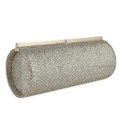 Shop Jimmy Choo Trinket Glitter Tube Clutch In Champagne