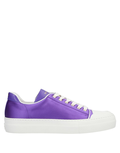 Shop Tom Ford Woman Sneakers Purple Size 11 Lambskin, Viscose, Silk, Brass