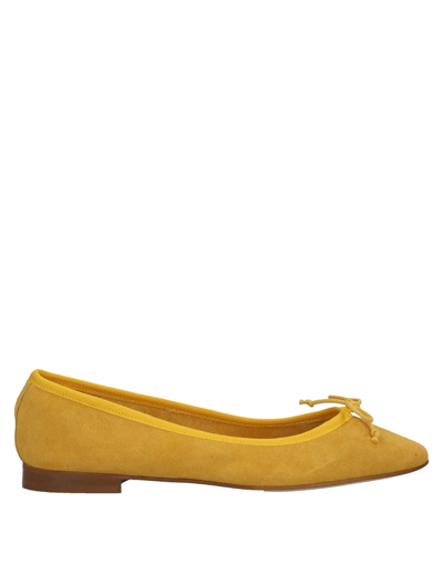 Shop Carlo Pazolini Woman Ballet Flats Ocher Size 6 Soft Leather In Yellow