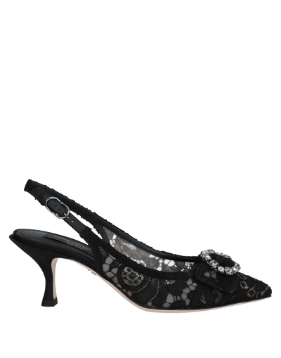 Shop Dolce & Gabbana Woman Pumps Black Size 5 Viscose, Polyamide, Cotton, Silk