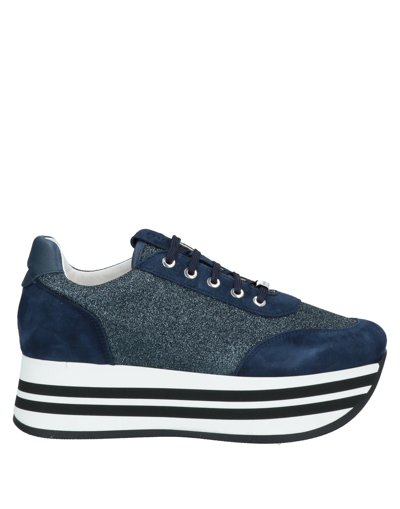 Shop Frau Woman Sneakers Midnight Blue Size 10 Soft Leather, Textile Fibers In Dark Blue