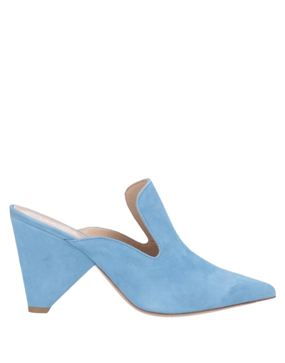Shop Aldo Castagna Woman Mules & Clogs Sky Blue Size 6 Soft Leather