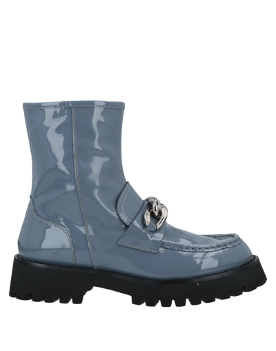 Shop Jeffrey Campbell Woman Ankle Boots Slate Blue Size 8 Bovine Leather