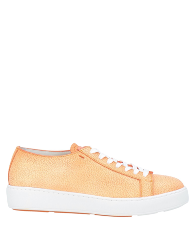 Shop Santoni Woman Sneakers Apricot Size 7 Soft Leather In Orange