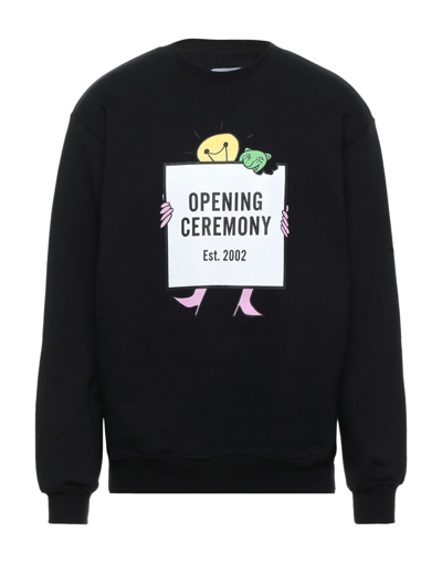 Shop Opening Ceremony Man Sweatshirt Black Size Xl Cotton, Elastane