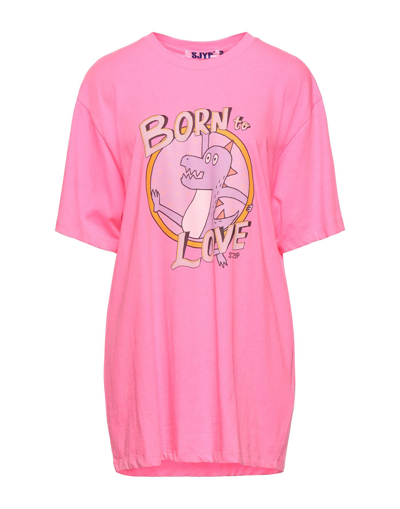 Shop Sjyp Woman T-shirt Fuchsia Size Onesize Cotton In Pink