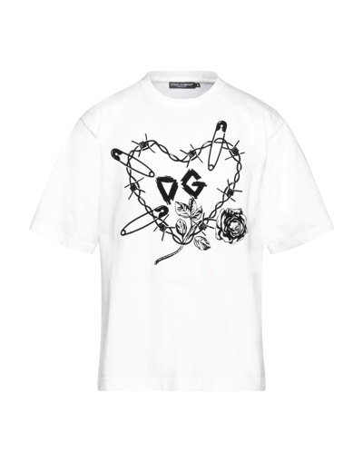 Shop Dolce & Gabbana Man T-shirt Ivory Size 36 Cotton In White