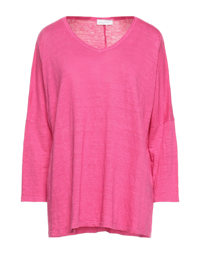 Shop Bruno Manetti Woman T-shirt Fuchsia Size 6 Linen In Pink