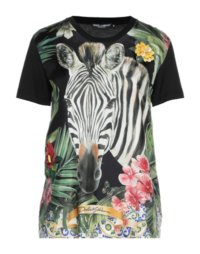 Shop Dolce & Gabbana Woman T-shirt Black Size 4 Cotton, Silk, Viscose, Polyester, Glass