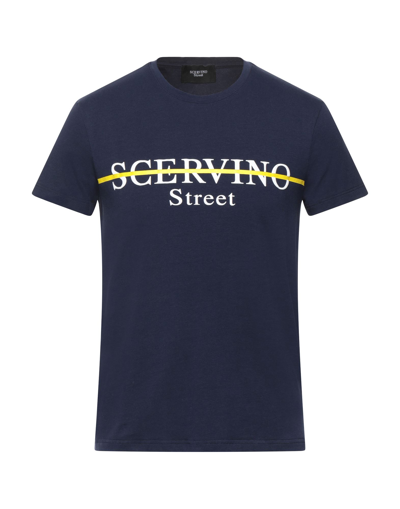 Shop Scervino Man T-shirt Midnight Blue Size M Cotton, Elastane