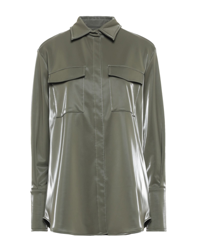Shop Federica Tosi Woman Shirt Military Green Size 8 Polyester, Elastane, Polyurethane
