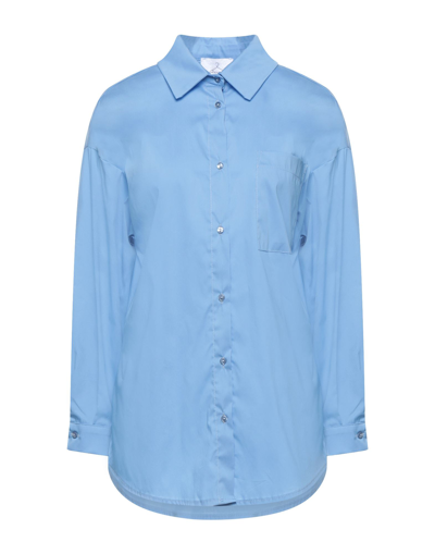 Shop Berna Woman Shirt Azure Size Xs Cotton, Polyamide, Elastane In Blue