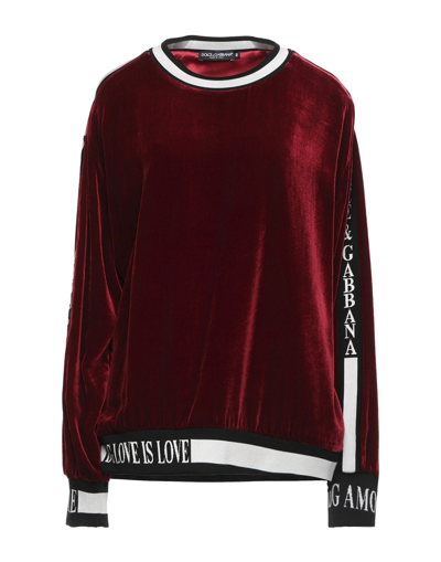 Shop Dolce & Gabbana Woman Sweatshirt Burgundy Size 16 Viscose, Silk, Elastane In Red