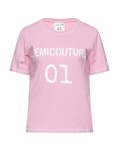 Shop Semicouture Woman T-shirt Light Pink Size L Cotton