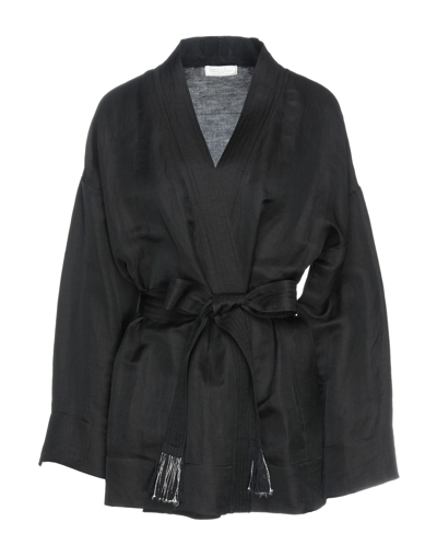 Shop Antonelli Woman Cardigan Black Size 6 Linen, Viscose