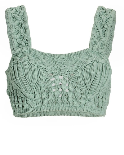 Shop Aknvas Jodie Cable Knit Crop Top In Green-lt