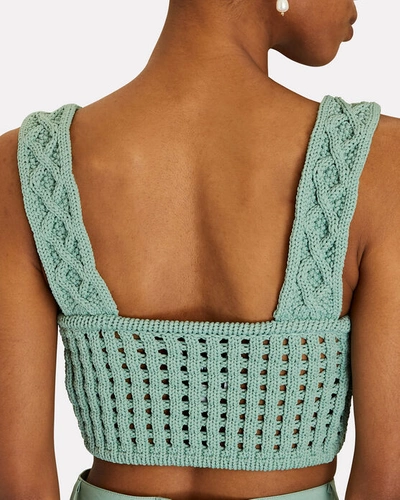 Shop Aknvas Jodie Cable Knit Crop Top In Green-lt