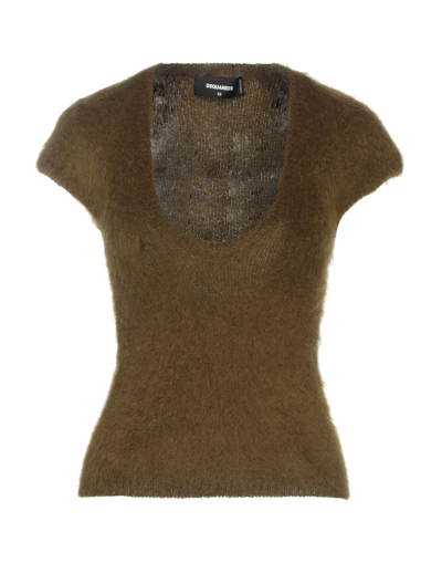 Shop Dsquared2 Woman Sweater Military Green Size L Mohair Wool, Polyamide, Virgin Wool