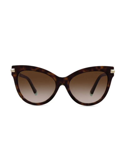 Shop Tiffany & Co 55mm Cat Eye Sunglasses In Havana