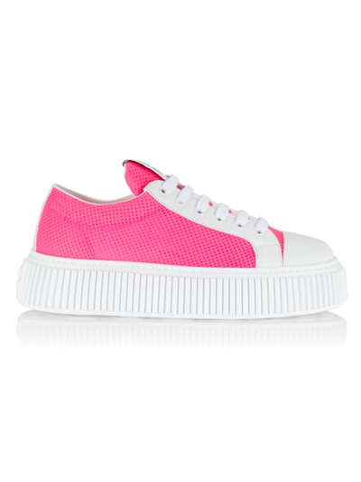Shop Miu Miu Women's Mesh Creeper Sneakers In Rosa Fluo Bianco