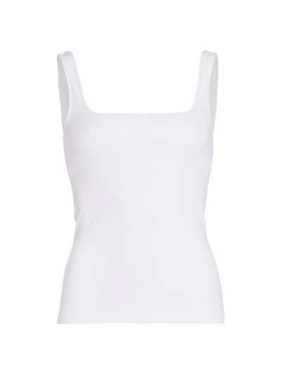 Shop Alo Yoga Women's Rib-knit Minimalist Tank Top In White