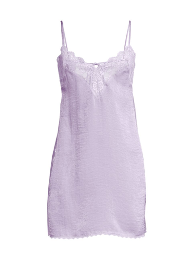 Shop In Bloom Women's Violet Satin Lace-trim Chemise In Hushed Lilac