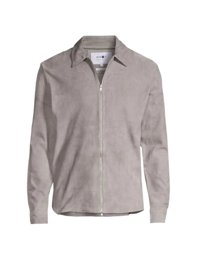 Shop Nn07 Men's Suede Zipper Jacket In Grey