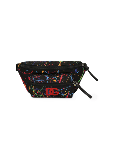 Shop Dolce & Gabbana Paint Splatter Logo Belt Bag In Neutral