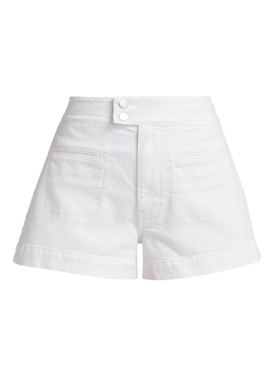 Shop Frame Women's Le Hardy High-rise Denim Shorts In Blanc