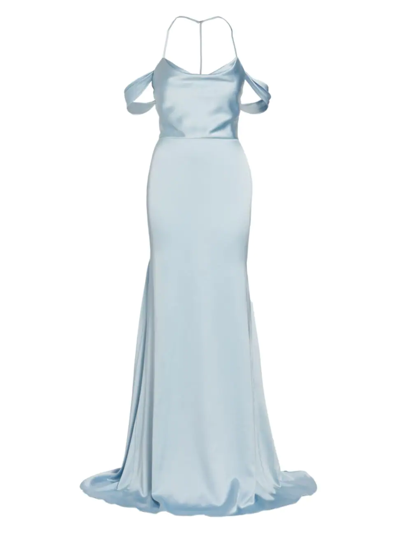 Shop Vera Wang Bride Women's Muriel Satin Open-back Gown In Pale Blue