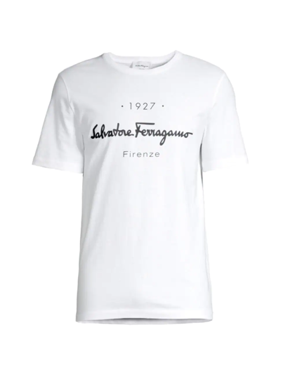 Shop Ferragamo Men's Manica Corta T-shirt In White Black