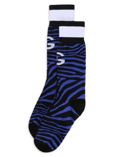 Shop Dolce & Gabbana Game Day Dg Logo Zebra-print Mid-length Socks