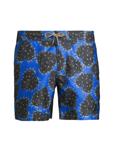 Shop Thorsun Men's Cactus Heart Swim Shorts In Blue Black