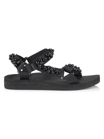 Shop Arizona Love Women's Trekky Faux Pearl-embellished Sandals In Black Pearl
