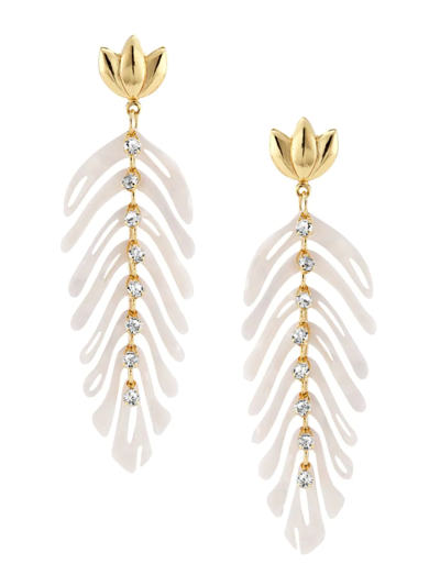 Shop Gas Bijoux Women's Cavallo 24k-gold-plated, Acetate, & Crystal Drop Earrings In Gold White