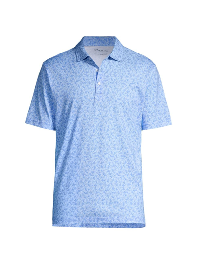 Shop Peter Millar Men's Circling Shiver Cotton Polo Shirt In Summer Sky