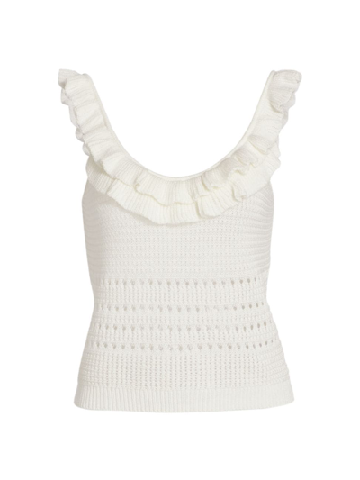 Shop 7 For All Mankind Women's Crochet Ruffle Tank Top In Ecru